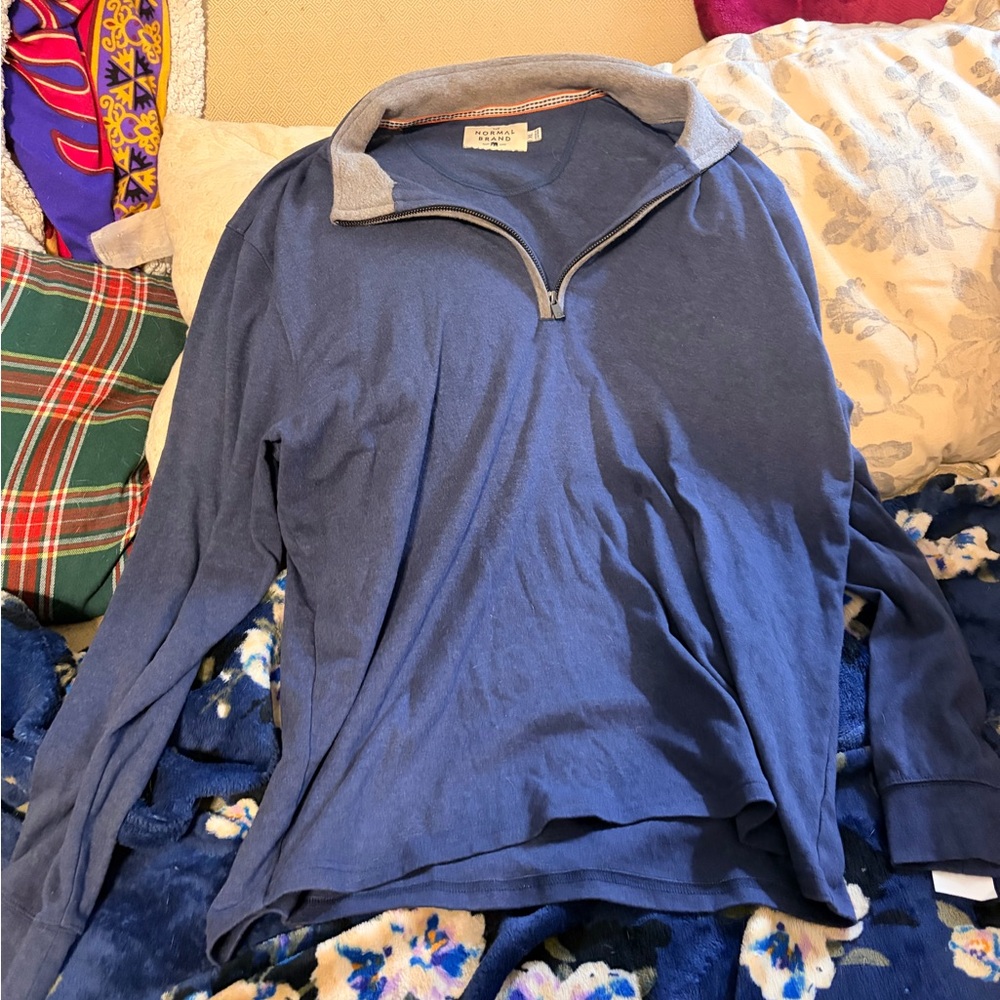 The Normal Brand Men's Blue Zip-Up Sweater